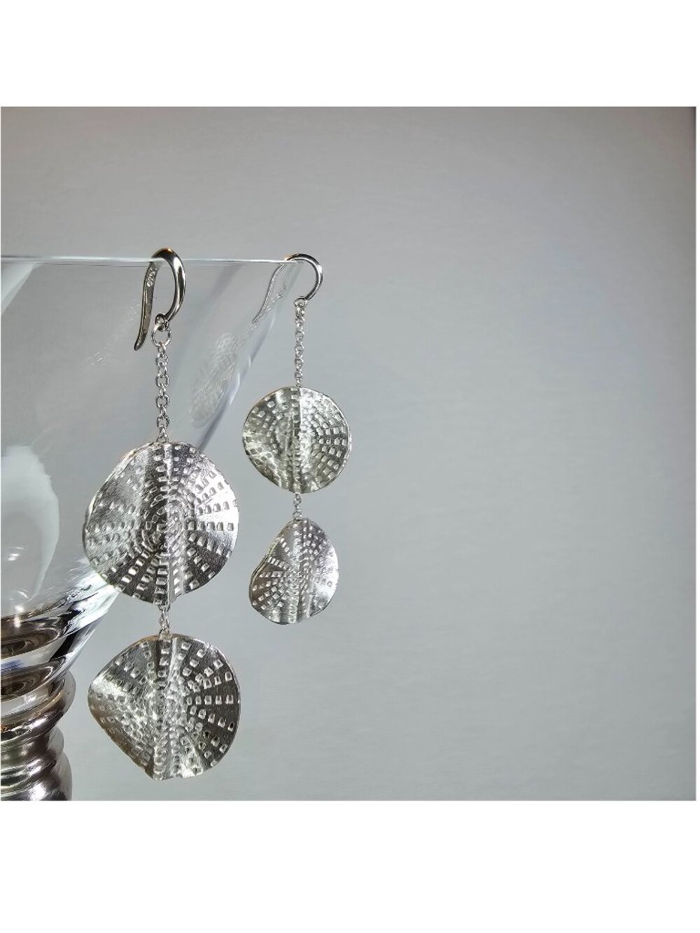 A Pair of Thai Karen Hill Tribe Hammered 97% Silver Dangle Earrings